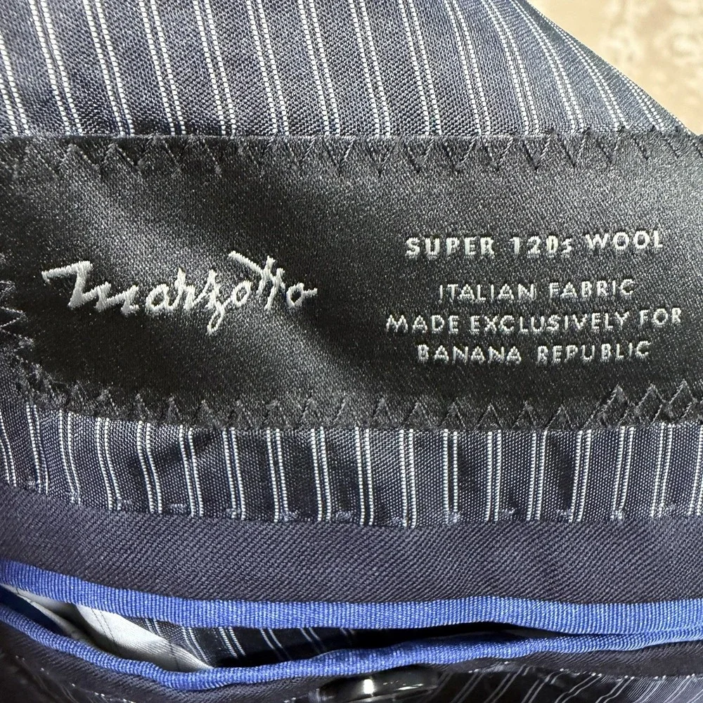 Banana Republic Blazer 42S Blue Marzotto Super 120'S Standard Fit Suit Jacket